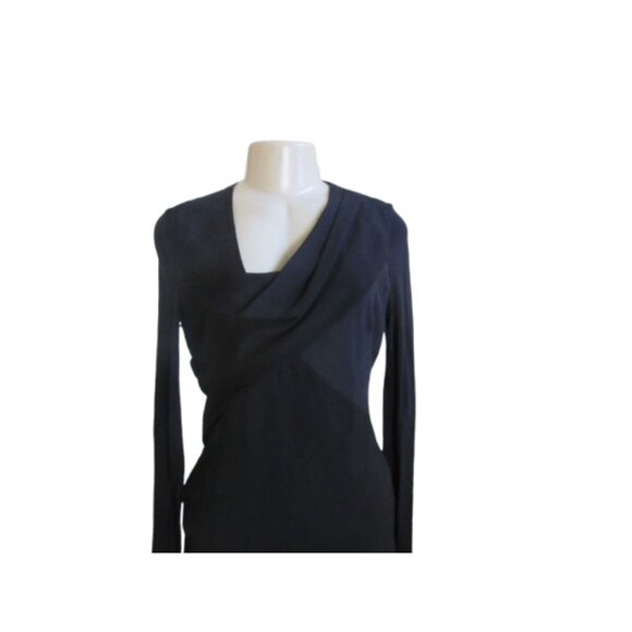 Helmut Lang Size 4 Black Angora Blend Draped Neckline Long Sleeve Dress - Picture 3 of 9
